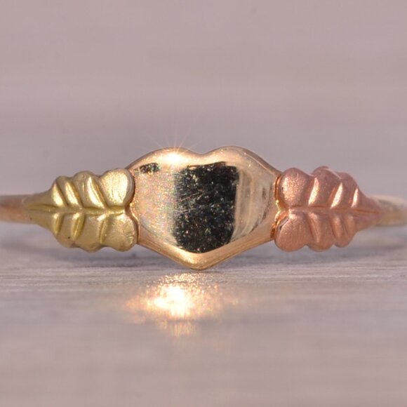 Tri Color Heart Signet Ring
